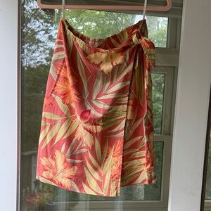 Tropical Floral Wrap Skirt
